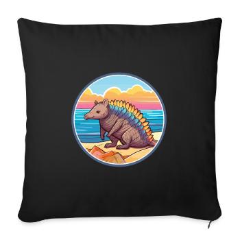 Armadillo Watercolor Cartoon Kawaii Clipart Animal - Sofa pillowcase 17,3'' x 17,3'' (45 x 45 cm) - black - Front