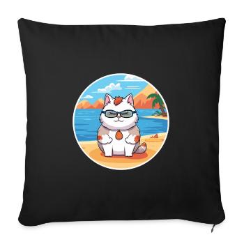 Katze Aquarell Karikatur Kawaii Clipart Tier - Sofakissenbezug 45 x 45 cm - Schwarz - Vorne
