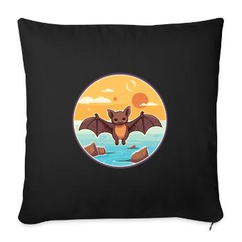 Bat Watercolor Cartoon Kawaii Clipart Animal - Sofa pillowcase 17,3'' x 17,3'' (45 x 45 cm) - black - Front