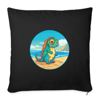 Caméléon aquarelle dessin animé Kawaii Clipart Animal - Housse de coussin décorative 45 x 45 cm - noir - Devant