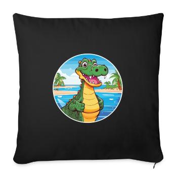 Crocodile Watercolor Cartoon Kawaii Clipart Animal - Sofa pillowcase 17,3'' x 17,3'' (45 x 45 cm) - black - Front