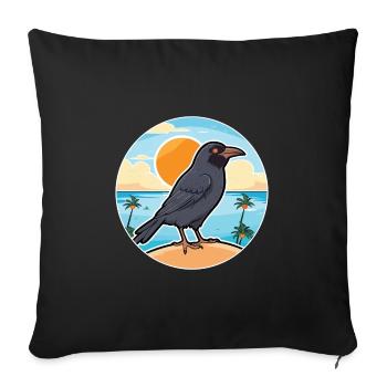 Crow Watercolor Cartoon Kawaii Clipart Animal - Sofa pillowcase 17,3'' x 17,3'' (45 x 45 cm) - black - Front
