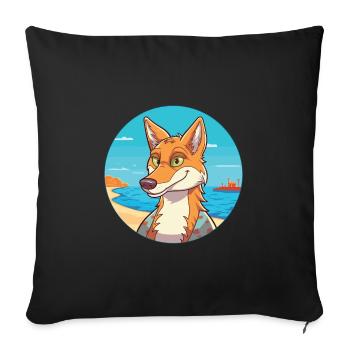 Coyote Watercolor Cartoon Kawaii Clipart Animal - Sofa pillowcase 17,3'' x 17,3'' (45 x 45 cm) - black - Front