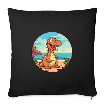 Dinosaur Watercolor Cartoon Kawaii Clipart Animal - Sofa pillowcase 17,3'' x 17,3'' (45 x 45 cm) - black - Front