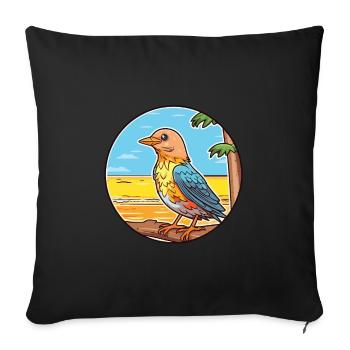 Cuckoo Watercolor Cartoon Kawaii Clipart Animal - Sofa pillowcase 17,3'' x 17,3'' (45 x 45 cm) - black - Front