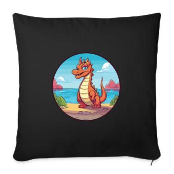 Dragon Watercolor Cartoon Kawaii Clipart Animal - Sofa pillowcase 17,3'' x 17,3'' (45 x 45 cm) - black - Front