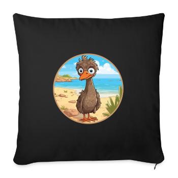 Emu Watercolor Cartoon Kawaii Clipart Animal - Sofa pillowcase 17,3'' x 17,3'' (45 x 45 cm) - black - Front