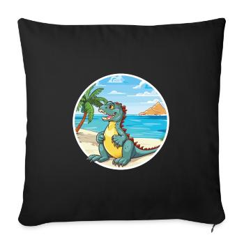 Iguana Watercolor Cartoon Kawaii Clipart Animal - Sofa pillowcase 17,3'' x 17,3'' (45 x 45 cm) - black - Front