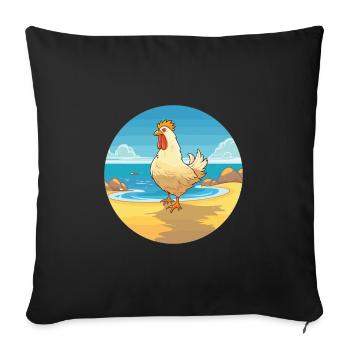 Hen Watercolor Cartoon Kawaii Clipart Animal - Sofa pillowcase 17,3'' x 17,3'' (45 x 45 cm) - black - Front