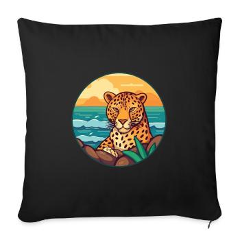 Jaguar Watercolor Cartoon Kawaii Clipart Animal - Sofa pillowcase 17,3'' x 17,3'' (45 x 45 cm) - black - Front