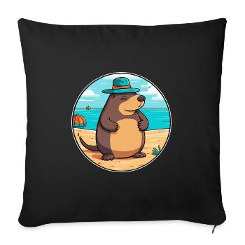 Mole Watercolor Cartoon Kawaii Clipart Animal - Sofa pillowcase 17,3'' x 17,3'' (45 x 45 cm) - black - Front