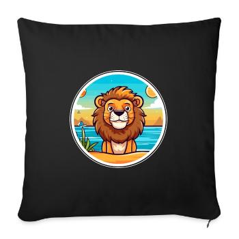 Lion Watercolor Cartoon Kawaii Clipart Animal - Sofa pillowcase 17,3'' x 17,3'' (45 x 45 cm) - black - Front