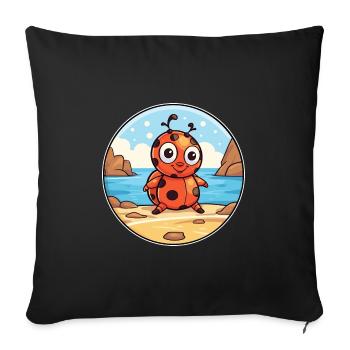 Ladybug Watercolor Cartoon Kawaii Clipart Animal - Sofa pillowcase 17,3'' x 17,3'' (45 x 45 cm) - black - Front