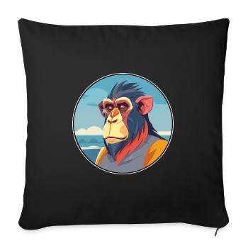 Mandrill Aquarell Cartoon Kawaii Clipart Tier - Sofakissenbezug 45 x 45 cm - Schwarz - Vorne