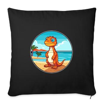 Lizard Watercolor Cartoon Kawaii Clipart Animal - Sofa pillowcase 17,3'' x 17,3'' (45 x 45 cm) - black - Front