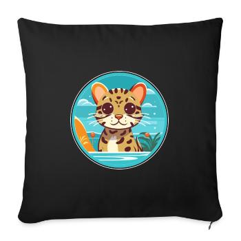 Ocelot Watercolor Cartoon Kawaii Clipart Animal - Sofa pillowcase 17,3'' x 17,3'' (45 x 45 cm) - black - Front