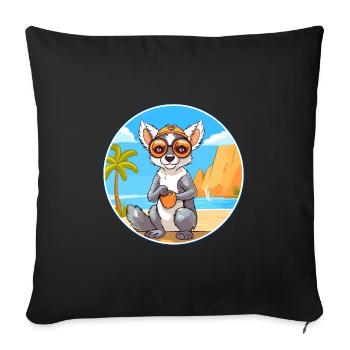 Lemur Watercolor Cartoon Kawaii Clipart Animal - Sofa pillowcase 17,3'' x 17,3'' (45 x 45 cm) - black - Front