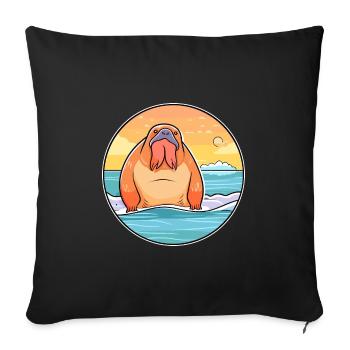 Walrus Watercolor Cartoon Kawaii Clipart Animal - Sofa pillowcase 17,3'' x 17,3'' (45 x 45 cm) - black - Front