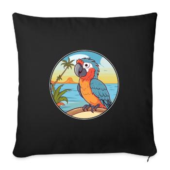 Parrot Watercolor Cartoon Kawaii Clipart Animal - Sofa pillowcase 17,3'' x 17,3'' (45 x 45 cm) - black - Front
