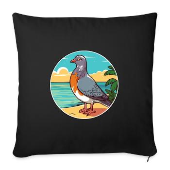 Pigeon Watercolor Cartoon Kawaii Clipart Animal - Sofa pillowcase 17,3'' x 17,3'' (45 x 45 cm) - black - Front