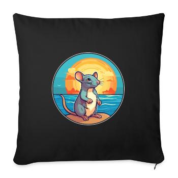 Rat Watercolor Cartoon Kawaii Clipart Animal - Sofa pillowcase 17,3'' x 17,3'' (45 x 45 cm) - black - Front