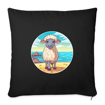 Sheep Watercolor Cartoon Kawaii Clipart Animal - Sofa pillowcase 17,3'' x 17,3'' (45 x 45 cm) - black - Front