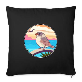 Sparrow Watercolor Cartoon Kawaii Clipart Animal - Sofa pillowcase 17,3'' x 17,3'' (45 x 45 cm) - black - Front