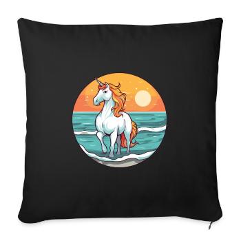Unicorn Watercolor Cartoon Kawaii Clipart Animal - Sofa pillowcase 17,3'' x 17,3'' (45 x 45 cm) - black - Front