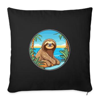 Sloth Watercolor Cartoon Kawaii Clipart Animal - Sofa pillowcase 17,3'' x 17,3'' (45 x 45 cm) - black - Front