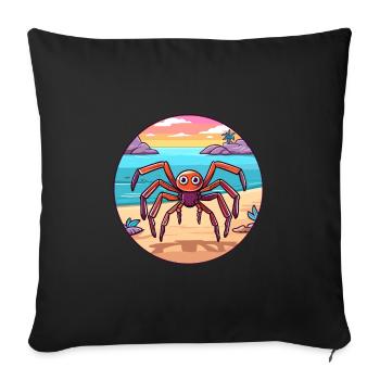 araignée aquarelle dessin animé Kawaii Clipart Animal - Housse de coussin décorative 45 x 45 cm - noir - Devant