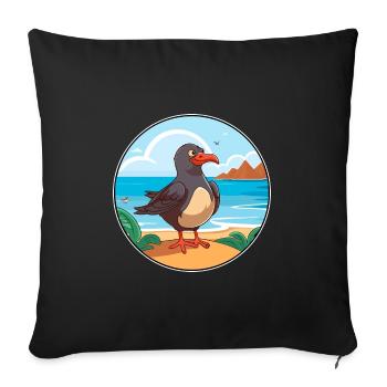 Oiseau Aquarelle Cartoon Kawaii Clipart Animal - Housse de coussin décorative 45 x 45 cm - noir - Devant
