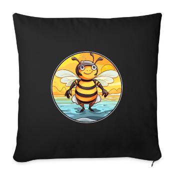 Bee Watercolor Cartoon Kawaii Clipart Animal - Sofa pillowcase 17,3'' x 17,3'' (45 x 45 cm) - black - Front