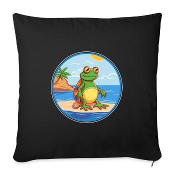 Grenouille aquarelle dessin animé Kawaii Clipart Animal - Housse de coussin décorative 45 x 45 cm - noir - Devant
