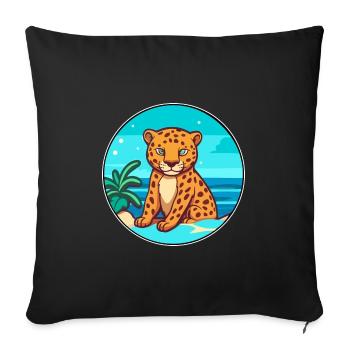 Jaguar Watercolor Cartoon Kawaii Clipart Animal - Sofa pillowcase 17,3'' x 17,3'' (45 x 45 cm) - black - Front