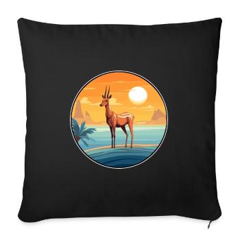 Impala Aquarell Karikatur Kawaii Clipart Tier - Sofakissenbezug 45 x 45 cm - Schwarz - Vorne