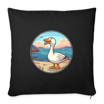 Goose Watercolor Cartoon Kawaii Clipart Animal - Sofa pillowcase 17,3'' x 17,3'' (45 x 45 cm) - black - Front