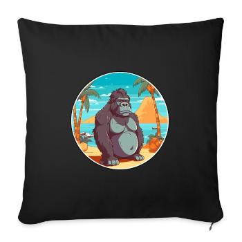 Gorilla Watercolor Cartoon Kawaii Clipart Animal - Sofa pillowcase 17,3'' x 17,3'' (45 x 45 cm) - black - Front