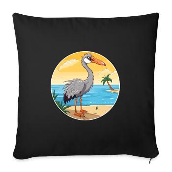 Crane Watercolor Cartoon Kawaii Clipart Animal - Sofa pillowcase 17,3'' x 17,3'' (45 x 45 cm) - black - Front
