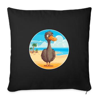 Emu Watercolor Cartoon Kawaii Clipart Animal - Sofa pillowcase 17,3'' x 17,3'' (45 x 45 cm) - black - Front