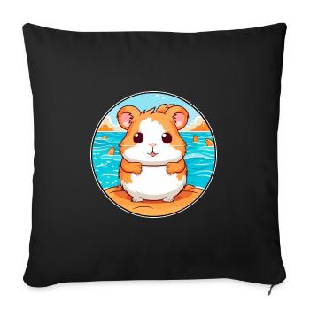 Hamster Watercolor Cartoon Kawaii Clipart Animal - Sofa pillowcase 17,3'' x 17,3'' (45 x 45 cm) - black - Front