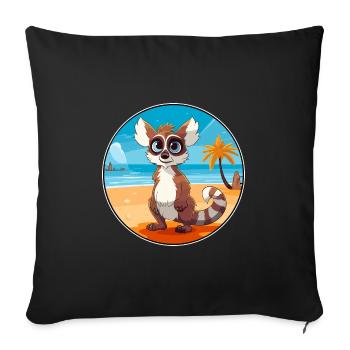 Lemur Watercolor Cartoon Kawaii Clipart Animal - Sofa pillowcase 17,3'' x 17,3'' (45 x 45 cm) - black - Front