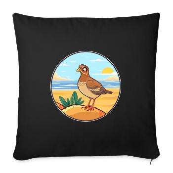 Perdrix aquarelle dessin animé Kawaii Clipart Animal - Housse de coussin décorative 45 x 45 cm - noir - Devant
