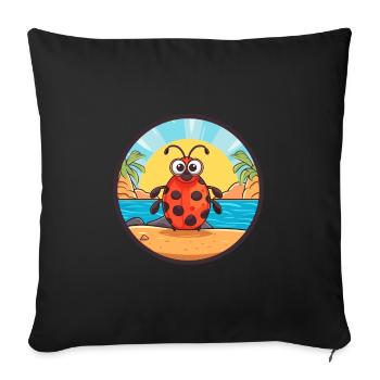 Ladybug Watercolor Cartoon Kawaii Clipart Animal - Sofa pillowcase 17,3'' x 17,3'' (45 x 45 cm) - black - Front