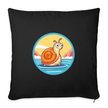 Snail Watercolor Cartoon Kawaii Clipart Animal - Sofa pillowcase 17,3'' x 17,3'' (45 x 45 cm) - black - Front
