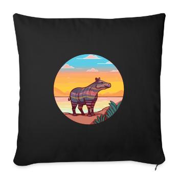 Tapir Watercolor Cartoon Kawaii Clipart Animal - Sofa pillowcase 17,3'' x 17,3'' (45 x 45 cm) - black - Front