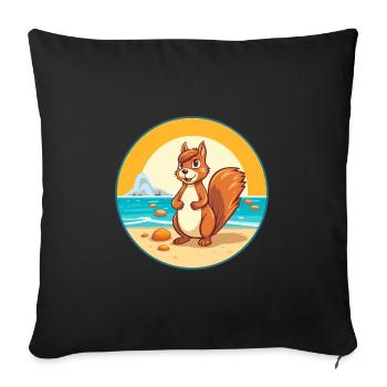 écureuil aquarelle dessin animé Kawaii Clipart Animal - Housse de coussin décorative 45 x 45 cm - noir - Devant
