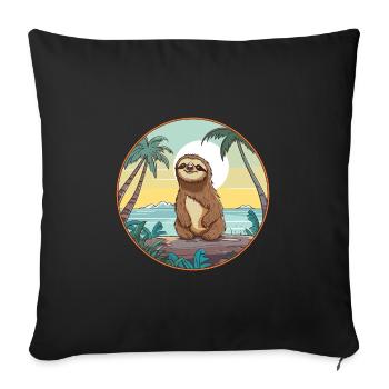 Sloth Watercolor Cartoon Kawaii Clipart Animal - Sofa pillowcase 17,3'' x 17,3'' (45 x 45 cm) - black - Front