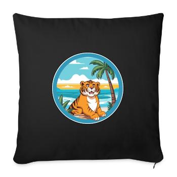 Tiger Watercolor Cartoon Kawaii Clipart Animal - Sofa pillowcase 17,3'' x 17,3'' (45 x 45 cm) - black - Front