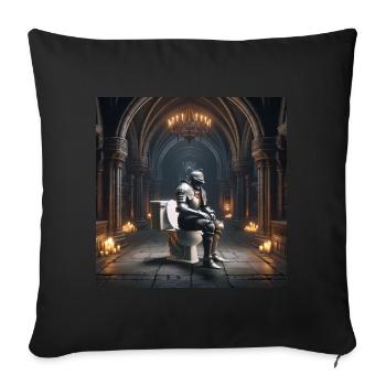 Fart Souls - Hollow Knight on Porcelain Throne #02 - Sofa pillowcase 17,3'' x 17,3'' (45 x 45 cm) - black - Front