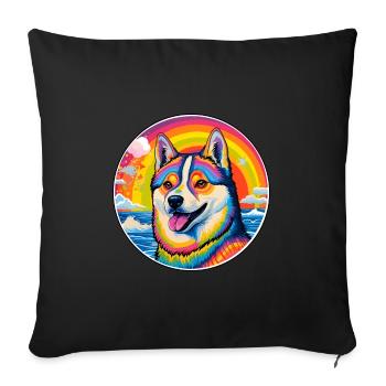 American Akita Dog Breed Colorful Cartoon Watercol - Sofa pillowcase 17,3'' x 17,3'' (45 x 45 cm) - black - Front